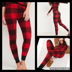Old Navy Thermal Waffle Knit Leggings Women's Size S Red Black Buffalo Plaid